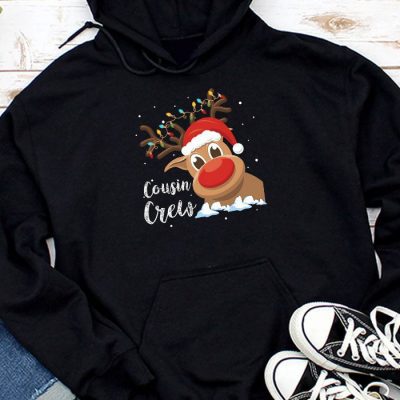 Christmas Cousin Crew Reindeer Santa hat Lights Kids Teens Hoodie UH1174