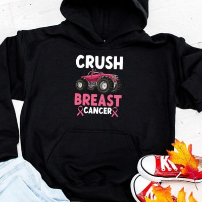Crush Breast Cancer Awareness Monster Truck Toddler Boy Hoodie UH1026