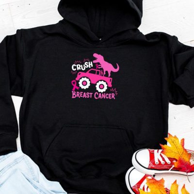 Crush Breast Cancer Awareness Monster Truck Toddler Boy Hoodie UH1027