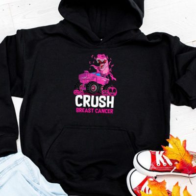 Crush Breast Cancer Awareness Monster Truck Toddler Boy Hoodie UH1028