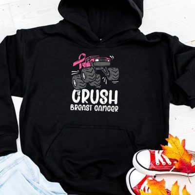 Crush Breast Cancer Awareness Monster Truck Toddler Boy Hoodie UH1030