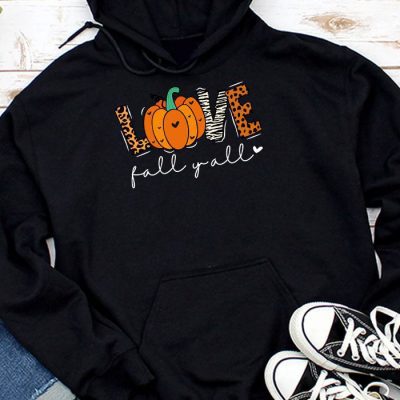 Hello Fall Pumpkin Love Fall Y'All Leopard Peace Love Fall Hoodie UH1140