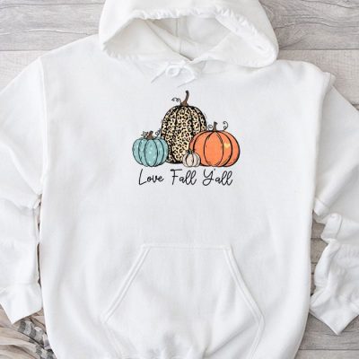 Hello Fall Pumpkin Love Fall Y'All Leopard Peace Love Fall Hoodie UH1142