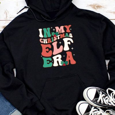 In My Christmas Elf Era Xmas Groovy Santa Squad Holiday Hoodie UH1048