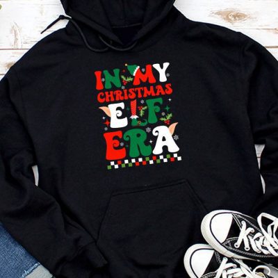 In My Christmas Elf Era Xmas Groovy Santa Squad Holiday Hoodie UH1049