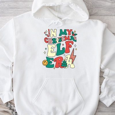 In My Christmas Elf Era Xmas Groovy Santa Squad Holiday Hoodie UH1050