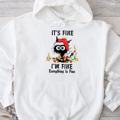 It's Fine I'm Fine Everything Is Fine Christmas Cat Santa Hoodie UH1039