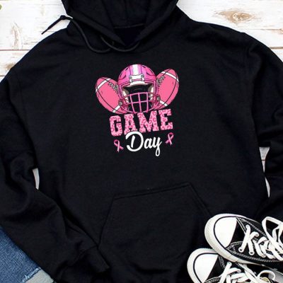 Leopard Game Day Pink American Football Tackle Breast Cancer Hoodie UH1038