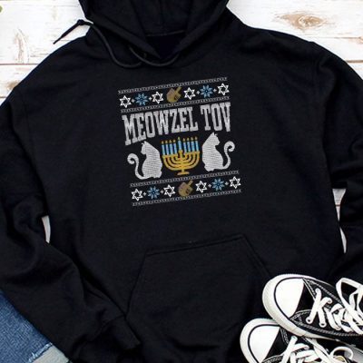 Meowzel Tov Funny Chanukah Hanukkah Ugly Sweater Hoodie UH1104