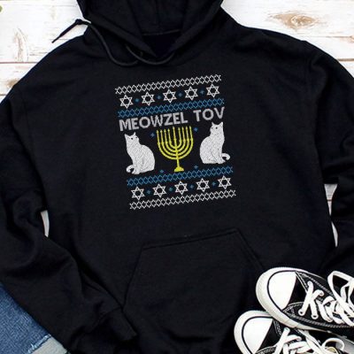 Meowzel Tov Funny Chanukah Hanukkah Ugly Sweater Hoodie UH1105