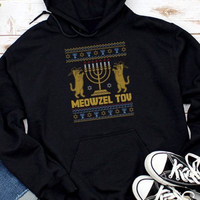 Meowzel Tov Funny Chanukah Hanukkah Ugly Sweater Hoodie UH1106
