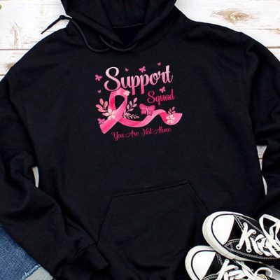Support Squad Breast Cancer Awareness Pink Ribbon Butterfly Hoodie UH1031