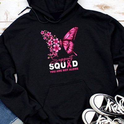 Support Squad Breast Cancer Awareness Pink Ribbon Butterfly Hoodie UH1032