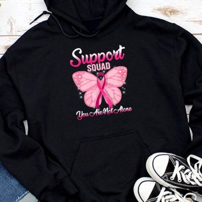 Support Squad Breast Cancer Awareness Pink Ribbon Butterfly Hoodie UH1033
