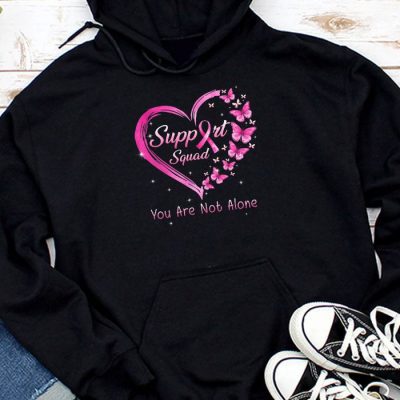 Support Squad Breast Cancer Awareness Pink Ribbon Butterfly Hoodie UH1034