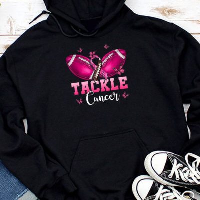 Tackle Football Pink Ribbon Breast Cancer Awareness Kids Hoodie UH1005