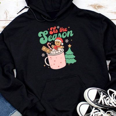 Tis The Season Christmas Hot Cocoa Gingerbread Cookie Pajama Hoodie UH1158