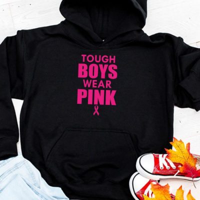 Tough Boys Wear Pink Cool Pink Breast Cancer Awareness Kids Hoodie UH1021