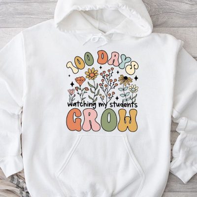 100 Days Growing Boho Flowers Teacher 100th Day of School Hoodie UH1477