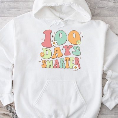 100 Days Smarter Happy 100th Day Of School Groovy Boy Girl Hoodie UH1314