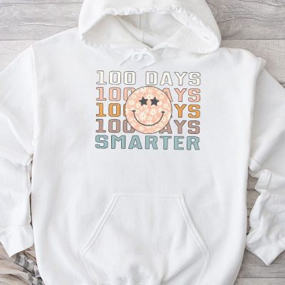 100 Days Smarter Happy 100th Day Of School Groovy Boy Girl Hoodie UH1315