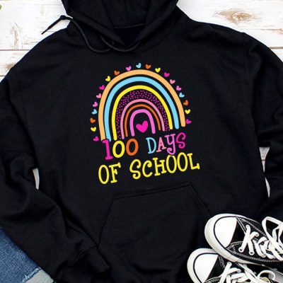 Cute 100 Days Of School Rainbow 100th Day Of School Hoodie UH1325