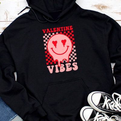 Groovy Checkered Valentine Vibes Valentines Day Girls Womens Hoodie UH1348