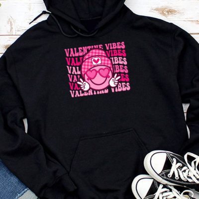Groovy Checkered Valentine Vibes Valentines Day Girls Womens Hoodie UH1349