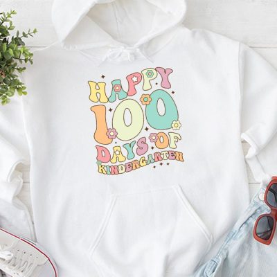 Happy 100th Day of Kindergarten Groovy 100th Day of School Hoodie UH1421