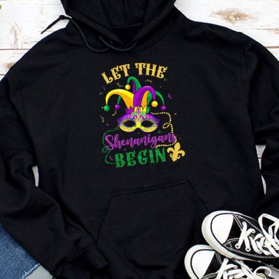 Mardi Gras Costume Let The Shenanigans Begin Mask Hoodie UH1491