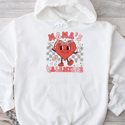 Retro Groovy Mama is My Valentine Cute Heart Boys Girls Kids Hoodie UH1353