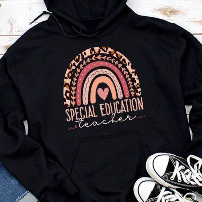 Sped Ed Special Education Teacher SPED Leopard Boho Rainbow Hoodie UH1310