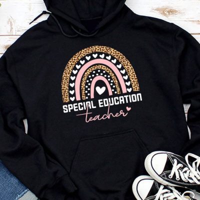 Sped Ed Special Education Teacher SPED Leopard Boho Rainbow Hoodie UH1312