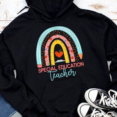 Sped Ed Special Education Teacher SPED Leopard Boho Rainbow Hoodie UH1313