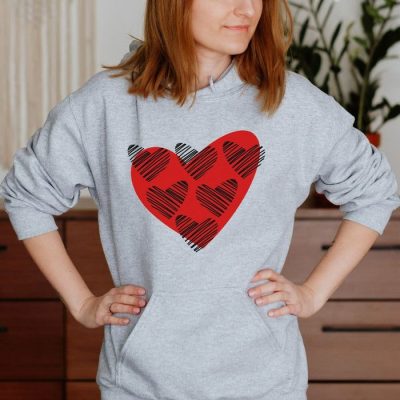 Bold Heart Multi Scribble Unisex Hoodie JSH1038