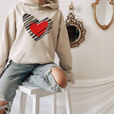 Entwined Heart Scribble Unisex Hoodie JSH1027
