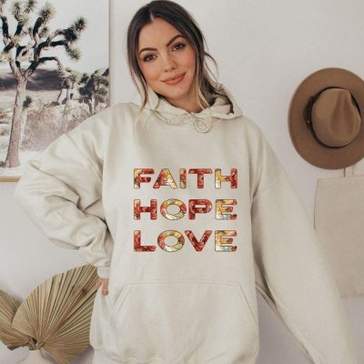 Faith Hope Love Floral Text Unisex Hoodie JSH1421
