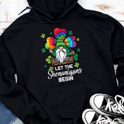 Gnome Tie Dye Shamrock Let Shenanigans Begin St Patricks Day Hoodie MHS1240