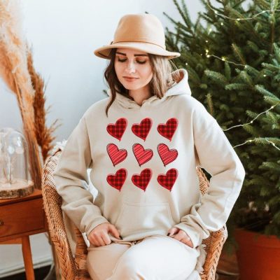 Heart Buffalo Plaid Collage Unisex Hoodie JSH1064