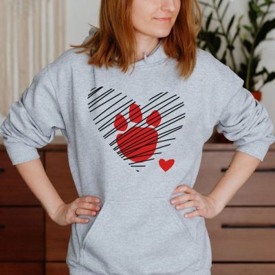 Heart Paw Print Unisex Hoodie JSH1046