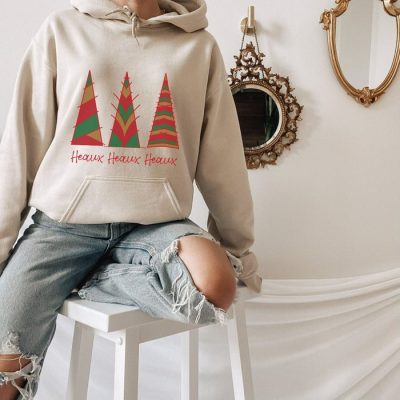 Heaux Heaux Heaux Color Block Christmas Trees Trio Unisex Hoodie JSH1192