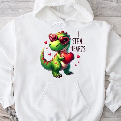 I Steal Hearts Trex Dino Valentine's Day Boys Son Toddlers Hoodie MHS1034