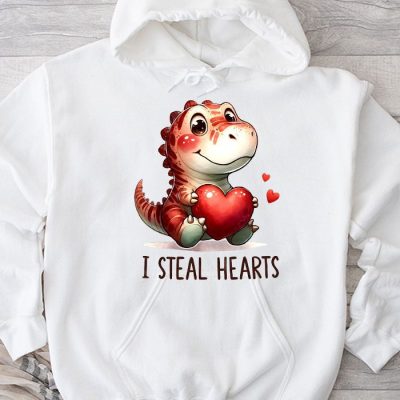 I Steal Hearts Trex Dino Valentine's Day Boys Son Toddlers Hoodie MHS1035