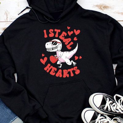 I Steal Hearts Trex Dino Valentine's Day Boys Son Toddlers Hoodie MHS1037