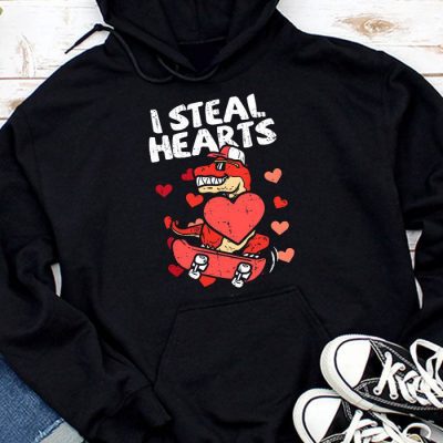 I Steal Hearts Trex Dino Valentine's Day Boys Son Toddlers Hoodie MHS1038