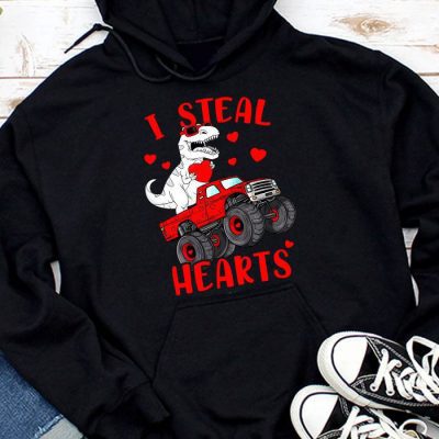 I Steal Hearts Trex Dino Valentine's Day Boys Son Toddlers Hoodie MHS1039