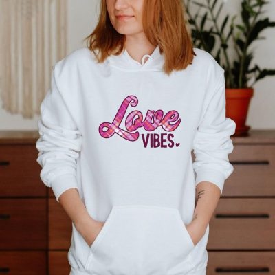 Love Vibes Pink Buffalo Plaid Unisex Hoodie JSH1053