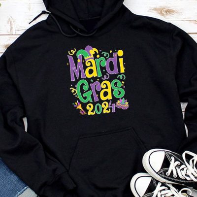 Mardi Gras 2024 Mask Fleur De Lys Beads NOLA Carnival Party Hoodie MHS1050