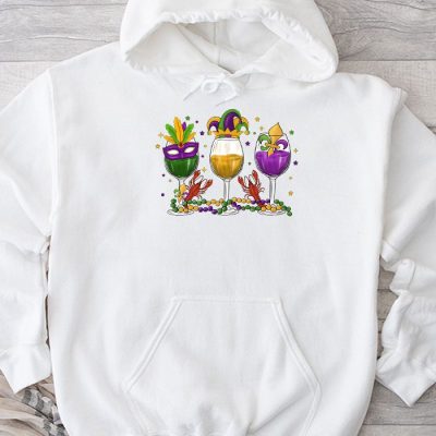 Mardi Gras Glass Of Wine Funny Drinking Wine Festival Parade Hoodie MHS1135