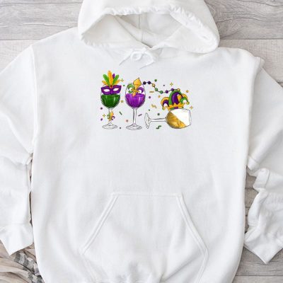 Mardi Gras Glass Of Wine Funny Drinking Wine Festival Parade Hoodie MHS1136